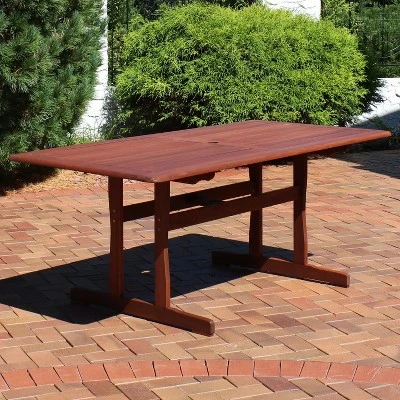 Sunnydaze Decor Sunnydaze Outdoor Meranti Wood With Teak Oil Finish Family Rectangular Patio Dining Table - 6' - Brown