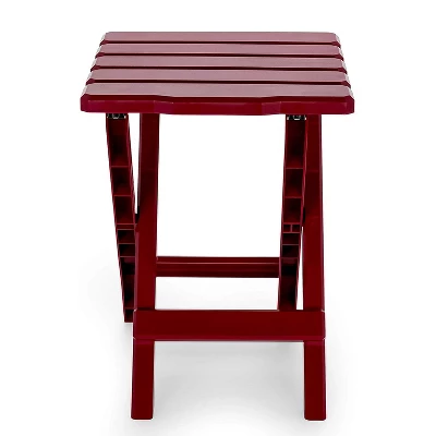 Camco 51684 Portable Indoor Outdoor Camping Picnic Beach Pool Regular Adirondack Plastic Resin Folding Side Table, Red