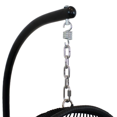 Sunnydaze Decor Sunnydaze Outdoor Resin Wicker Patio Julia Hanging Basket Egg Chair Swing With Cushions, Headrest, And Steel Stand Set - 3pc - Image 5