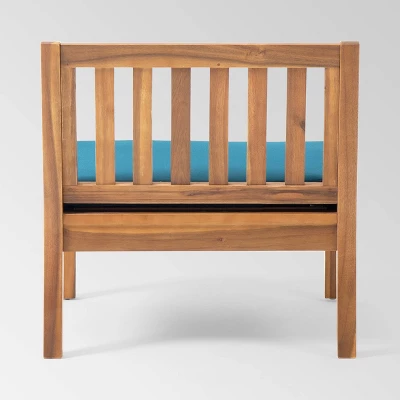 Yadira 3pc Acacia Wood Chat Set - Teak/Dark Teal - Christopher Knight Home - Image 2