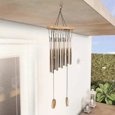 Metal And Wood Wind Chimes - 34.5-Inch Tuned Metal Chimes - Soothing Tones For Garden, Patio, Porch, Or Outdoor Decor By Nature Spring (Bronze Finish) - Image 3