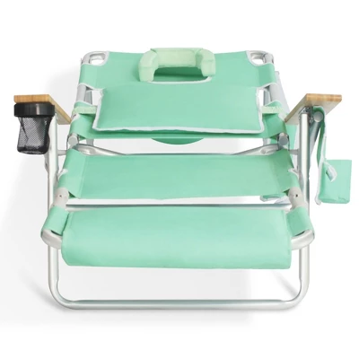 Ostrich Deluxe Padded 3 N 1 Lightweight Portable Adjustable Outdoor Folding Reclining Chair For Lawn Beach Lake Camping Lounge With Footrest, Teal - Image 2