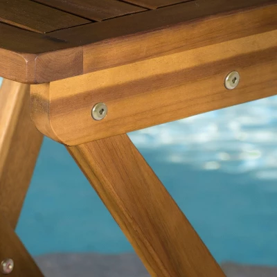 Tundra Set Of 2 Acacia Wood Folding Patio Bar Chair - Natural - Christopher Knight Home - Image 3