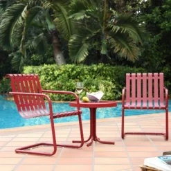 Gracie 3pc Outdoor Seating Set - Dark Red - Crosley