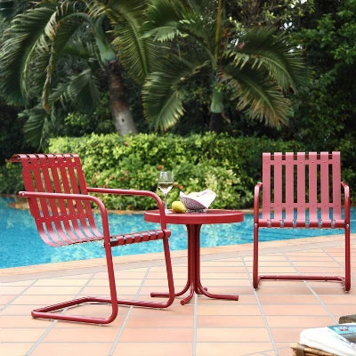 Gracie 3pc Outdoor Seating Set - Dark Red - Crosley