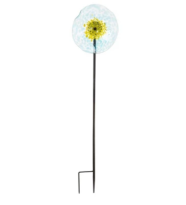 Wind & Weather 8" Handcrafted Blown Glass Flower With Metal Garden Stake - Image 2