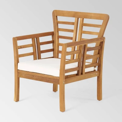 Caydon 8pc Acacia Wood Chat Set - Brown Patina/Cream - Christopher Knight Home - Image 2