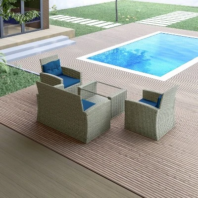 Terrazzo 4pc Outdoor Wicker Seating Set With Cushions - DUKAP - Image 3