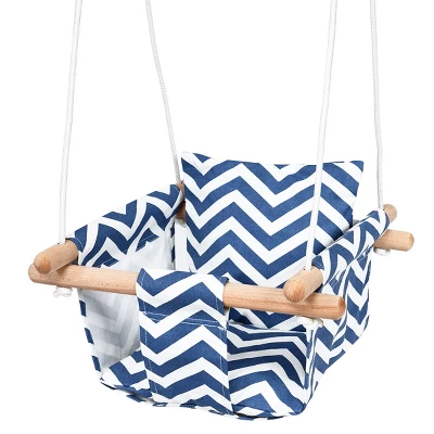 Costway Baby Canvas Hanging Swing Cotton Hammock Toy For Toddler BluePink - Image 10