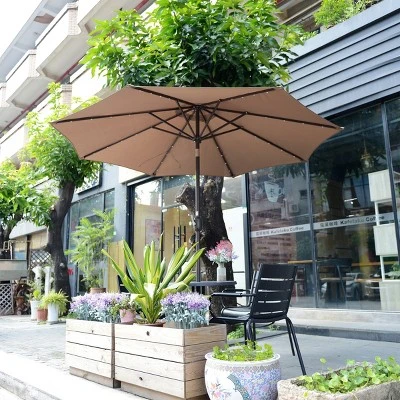 Nature Spring Patio Umbrella With LED Lights, 5-Position Vertical Tilt, 9' - Brown - Image 5