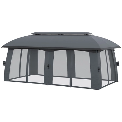 Outsunny 10' X 20' Patio Gazebo, Outdoor Gazebo Canopy Shelter With Netting & Curtains, Vented Roof, Steel Frame For Garden And Lawn - Image 3