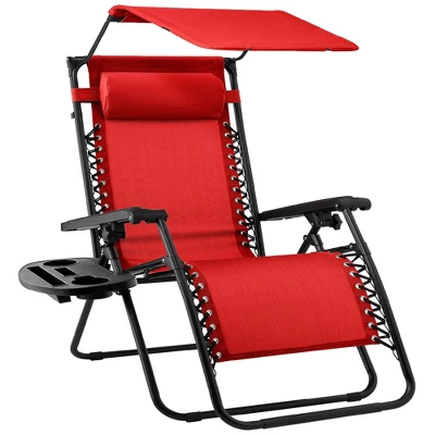 Best Choice Products Folding Zero Gravity Recliner Patio Lounge Chair W/ Canopy Shade, Headrest, Tray - Image 20