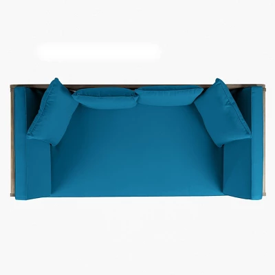 Ottavio Outdoor Acacia Wood Expandable Daybed With Cushions - Dark Teal/Gray - Christopher Knight Home - Image 5