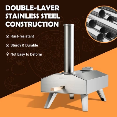 Costway Wood Pellet Pizza Oven Pizza Maker Portable Outdoor Pizza Stone W/ Foldable Leg - Image 6