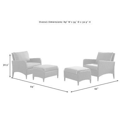 Kiawah 4pc Outdoor Wicker Conversation Set With 2 Arm Chairs & 2 Ottomans Blue - Crosley - Image 11