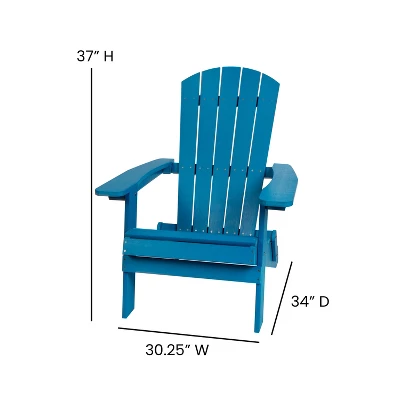 Merrick Lane Set Of Two Folding Adirondack Patio Chairs With Matching Outdoor Side Table - Image 12