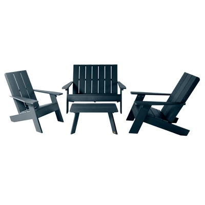 Italica 4pc Outdoor Set With Modern Adirondack Chairs, Double Wide Adirondack Chairs & Table - Highwood - Image 9