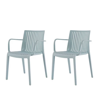 Milos 2pk Stackable Outdoor Arm Chairs - Lagoon - Image 6
