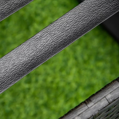 Outsunny Outdoor Wicker Rocking Chair With Padded Cushions, Aluminum Furniture Rattan Porch Rocker Chair W/ Armrest For Garden, Patio, And Backyard - Image 4