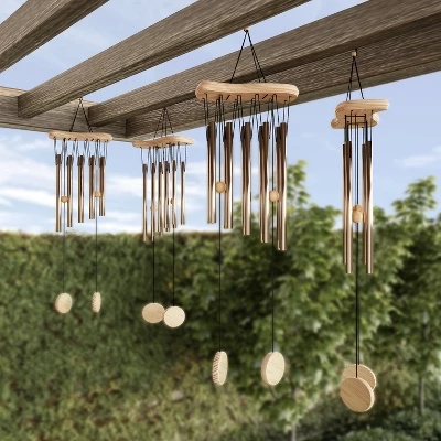 Metal And Wood Wind Chimes - 34.5-Inch Tuned Metal Chimes - Soothing Tones For Garden, Patio, Porch, Or Outdoor Decor By Nature Spring (Bronze Finish) - Image 2