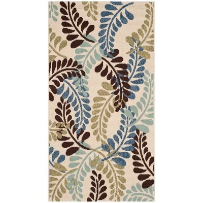Nathan Indoor/Outdoor Rug Cream/Aqua - Safavieh - Image 2