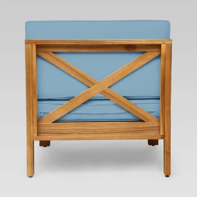 Brava 5pc Acacia Sectional Sofa Set - Teak/Blue - Christopher Knight Home - Image 4