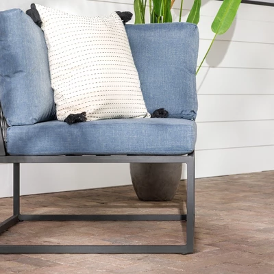 Outdoor Modern Modular Patio Corner Chair Blue - Saracina Home - Image 4