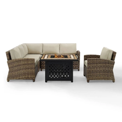 Bradenton 5pc Outdoor Wicker Seating With Fire Table - Crosley - Image 11