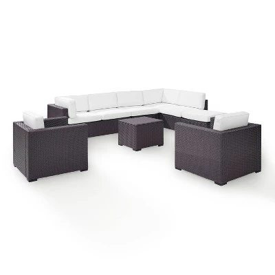 Biscayne 7pc Outdoor Wicker Sectional Set - White - Crosley - Image 5