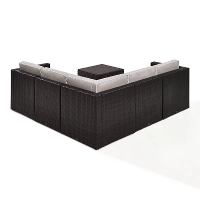 Palm Harbor 6pc Outdoor Wicker Sectional Set - Gray - Crosley - Image 8