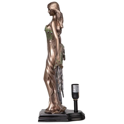 Design Toscano Peacock Priestess Tiffany-Style Stained Glass Illuminated Sculpture - Image 3