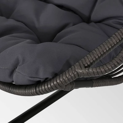 Crumpton Outdoor Wicker Hanging Chair With Stand - Gray/Dark Gray - Christopher Knight Home - Image 3