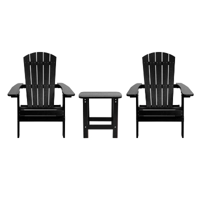 Merrick Lane Set Of Two Folding Adirondack Patio Chairs With Matching Outdoor Side Table - Image 16