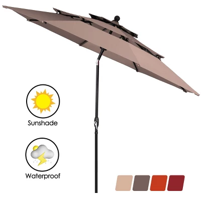 Tangkula Outdoor Auto-tilt Patio Market Umbrella W/ Double Vented - Image 10