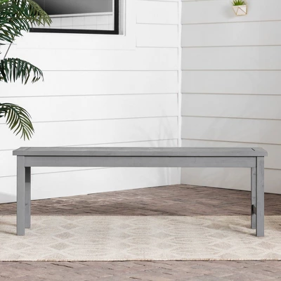 Ravenscroft Modern Boho Acacia Wood Slat Top Outdoor Dining Bench - Gray Wash - Saracina Home - Image 5
