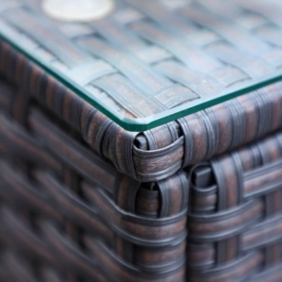 6pc Outdoor Rattan Wicker Sectional Sofa Set - Blue - Captiva Designs - Image 2