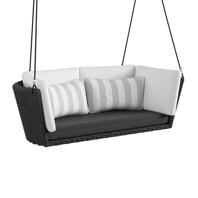 Sally Loveseat Swing With Cushion - Gray/Black - Novogratz - Image 3