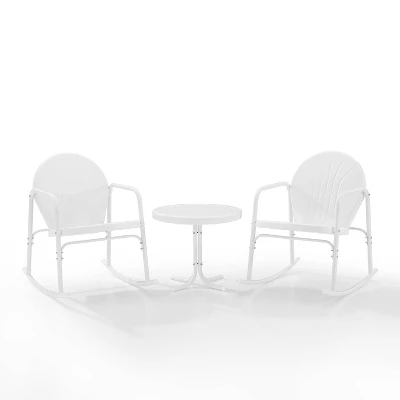 Griffith 3pc Outdoor Rocking Chair Set - White - Crosley