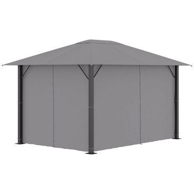 Outsunny 13' X 10' Patio Gazebo Outdoor Canopy Shelter With Sidewalls, Vented Roof, Aluminum Frame For Garden, Lawn, Backyard And Deck - Image 4