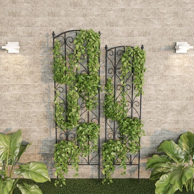 Garden Trellis - Set Of 2 Metal Panels With Decorative Scrolls - Fencing For Climbing Vines, Roses, Potted Plants, And Flowers By Pure Garden (Black) - Image 6