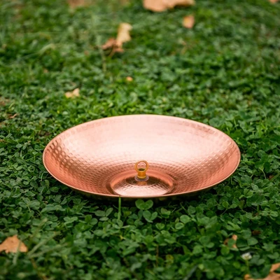 Marrgon 11" Copper Anchoring Basin - Hammered Metal Bowl For Rain Chain Downspouts - Image 2