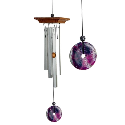 Woodstock Wind Chimes Signature Collection, Woodstock Amethyst Chime, Small 21'' Silver Wind Chime WYBR - Image 2