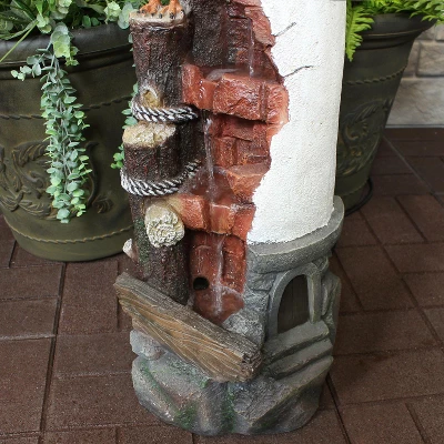 Sunnydaze Decor Sunnydaze 36"H Electric Polyresin Gull's Cove Lighthouse Outdoor Water Fountain With LED Light - Image 12