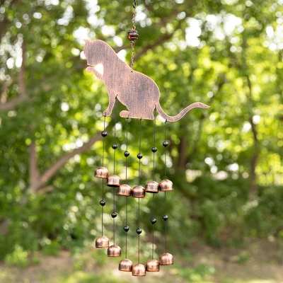 VP Home 20" H Iron Fancy Cat Wind Chimes For Outside, Brown - Image 3