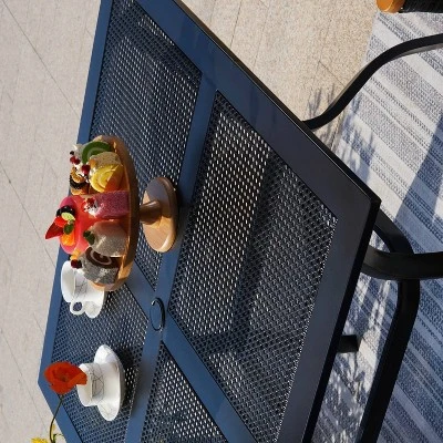 5pc Patio Set With 37" Metal Gridded Table & Swivel Arm Chairs - Captiva Designs