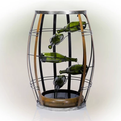 31" Metal Fountain With Tiered Glass Bottles Brown - Alpine Corporation - Image 2