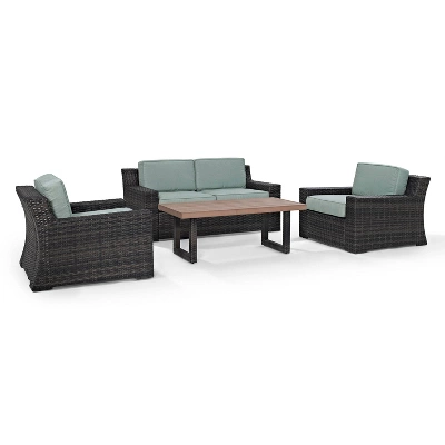 Beaufort 4pc Outdoor Wicker Seating Set - Mist - Crosley - Image 5