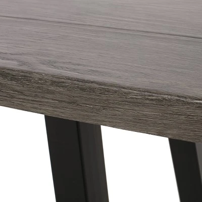 Pointe 3pc Outdoor Modern Industrial Aluminum Dining Set With Benches Gray/Matte Black - Christopher Knight Home - Image 10