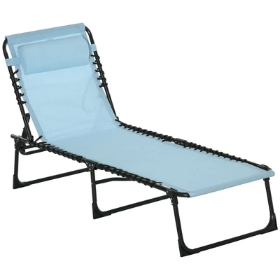 Outsunny Outdoor Folding Chaise Lounge Chair Portable Lightweight Reclining Garden Sun Lounger With 4-Position Adjustable Backrest For Patio, Deck, And Poolside - Image 13