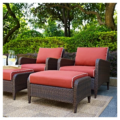Kiawah 4 Piece Outdoor Wicker Seating Set Sangria - Crosley - Image 5